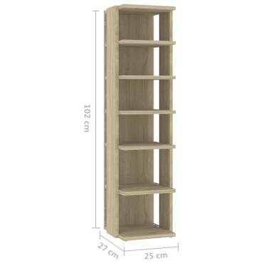 vidaXL Παπουτσοθήκη Sonoma Δρυς 27,5x27x102cm από Επεξεργασμένο Ξύλο