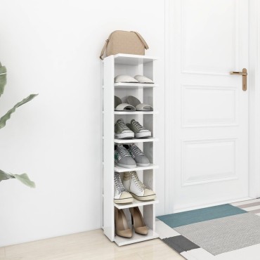 vidaXL Παπουτσοθήκη Γυαλιστερή Λευκή 27,5x27x102cm Επεξεργασμένο Ξύλο