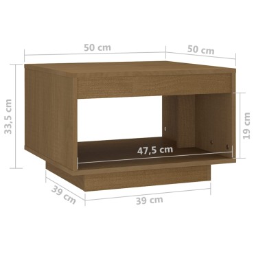 vidaXL Τραπεζάκι Σαλονιού Καφέ Μελί 50x50x33,5cm Μασίφ Ξύλο Πεύκου 1 τεμ.