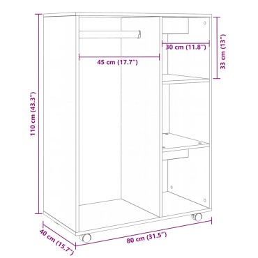 vidaXL Ντουλάπα Λευκή 80x40x110cm από Επεξ. Ξύλο 1 τεμ.