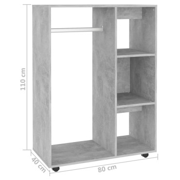vidaXL Ντουλάπα Γκρι Σκυροδέματος 80x40x110cm από Επεξ. Ξύλο 1 τεμ.