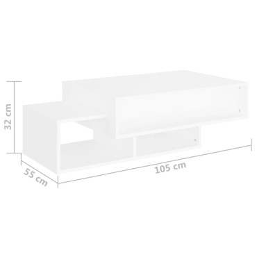 vidaXL Τραπεζάκι Σαλονιού Λευκό 105x55x32cm από Επεξ. Ξύλο 1 τεμ.