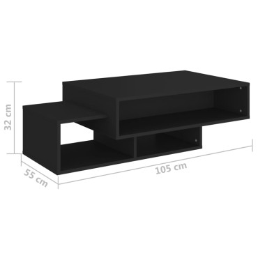 vidaXL Τραπεζάκι Σαλονιού Μαύρο 105x55x32cm από Επεξ. Ξύλο 1 τεμ.