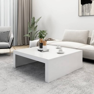 vidaXL Τραπεζάκι Σαλονιού Λευκό 100x100x35cm Επεξ. Ξύλο 1 τεμ.