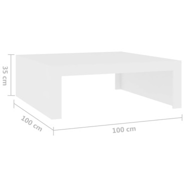 vidaXL Τραπεζάκι Σαλονιού Λευκό 100x100x35cm Επεξ. Ξύλο 1 τεμ.