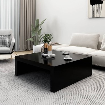 vidaXL Τραπεζάκι Σαλονιού Μαύρο 100x100x35cm από Επεξ. Ξύλο 1 τεμ.