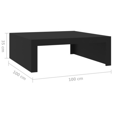 vidaXL Τραπεζάκι Σαλονιού Μαύρο 100x100x35cm από Επεξ. Ξύλο 1 τεμ.