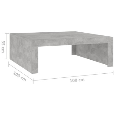 vidaXL Τραπεζάκι Σαλονιού Γκρι Σκυρ. 100x100x35cm Επεξ. Ξύλο 1 τεμ.
