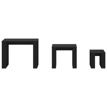 vidaXL Τραπεζάκια Ζιγκόν 3 τεμ. Μαύρα από Επεξεργασμένο Ξύλο 61x28x47cm