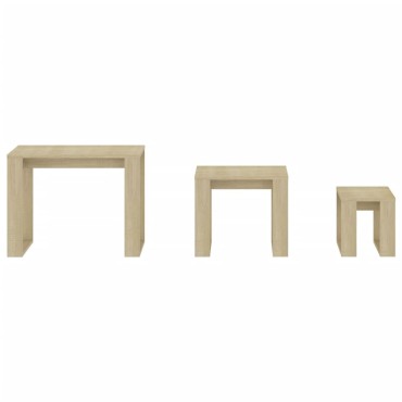 vidaXL Τραπεζάκια Ζιγκόν 3 τεμ. Sonoma Δρυς από Επεξεργασμένο Ξύλο 61x28x47cm