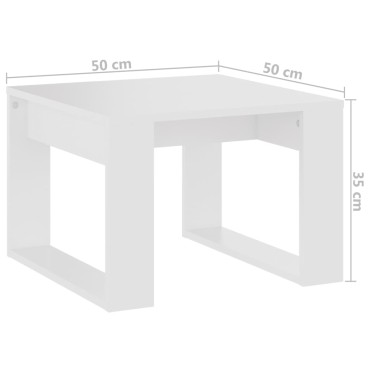 Τραπέζι Βοηθητικό Λευκό 50x50x35cm από Επεξεργ. Ξύλο