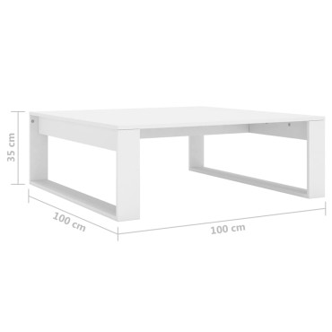 vidaXL Τραπεζάκι Σαλονιού Λευκό 100x100x35cm Επεξ. Ξύλο 1 τεμ.