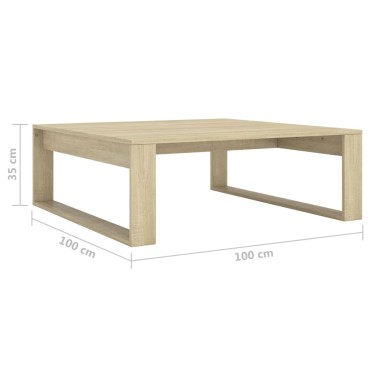 vidaXL Τραπεζάκι Σαλονιού Sonoma Δρυς 100x100x35cm από Επεξ. Ξύλο 1 τεμ.