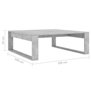 vidaXL Τραπεζάκι Σαλονιού Γκρι Σκυρ. 100x100x35cm Επεξ. Ξύλο 1 τεμ.