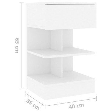 vidaXL Κομοδίνα 2 τεμ. Λευκά 40x35x65cm από Επεξ. Ξύλο