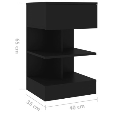 vidaXL Κομοδίνα 2 τεμ. Μαύρα 40x35x65cm