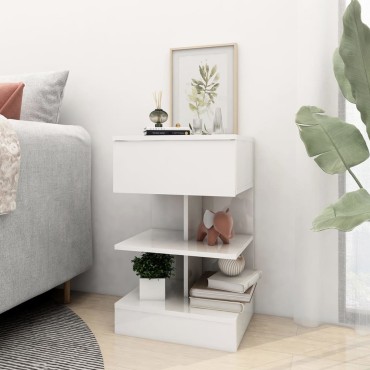 vidaXL Κομοδίνο Γυαλιστερό Λευκό 40x35x65cm από Επεξ. Ξύλο 1 τεμ.