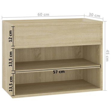 vidaXL Παπουτσοθήκη Sonoma Δρυς 60x30x45cm από Επεξ. Ξύλο
