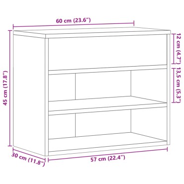 vidaXL Παπουτσοθήκη Γκρι Σκυροδέματος 60x30x45cm από Επεξ. Ξύλο