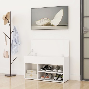 vidaXL Παπουτσοθήκη Λευκή 80x30x45cm από Επεξ. Ξύλο