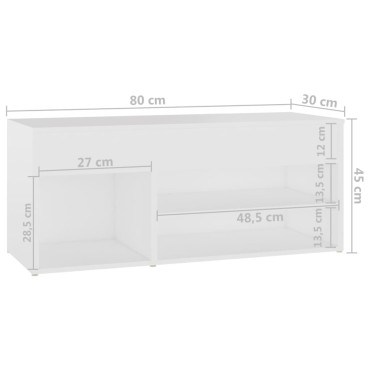 vidaXL Παπουτσοθήκη Λευκή 80x30x45cm από Επεξ. Ξύλο