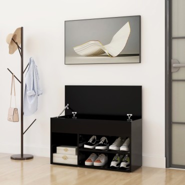 vidaXL Παπουτσοθήκη Μαύρη 80x30x45cm από Επεξ. Ξύλο