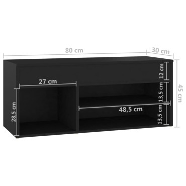 vidaXL Παπουτσοθήκη Μαύρη 80x30x45cm από Επεξ. Ξύλο