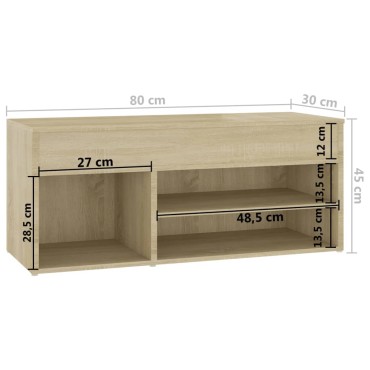 vidaXL Παπουτσοθήκη Sonoma Δρυς 80x30x45cm από Επεξ. Ξύλο