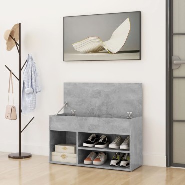 vidaXL Παπουτσοθήκη Γκρι Σκυροδέματος 80x30x45cm από Επεξ. Ξύλο