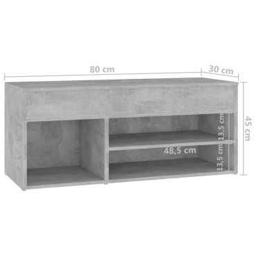 vidaXL Παπουτσοθήκη Γκρι Σκυροδέματος 80x30x45cm από Επεξ. Ξύλο
