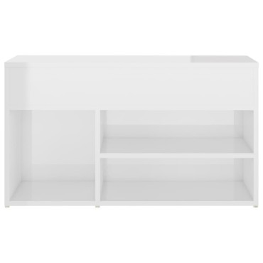 vidaXL Παπουτσοθήκη Γυαλιστερή Λευκή 80x30x45cm από Επεξ. Ξύλο