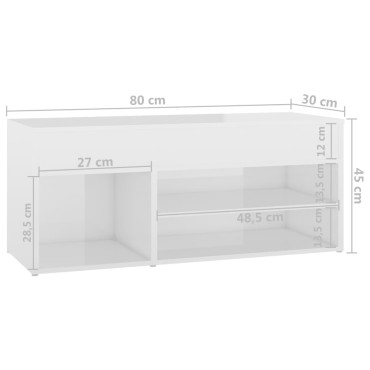 vidaXL Παπουτσοθήκη Γυαλιστερή Λευκή 80x30x45cm από Επεξ. Ξύλο