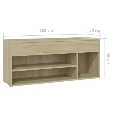 vidaXL Παπουτσοθήκη Sonoma Δρυς 105x30x45cm Επεξ. Ξύλο
