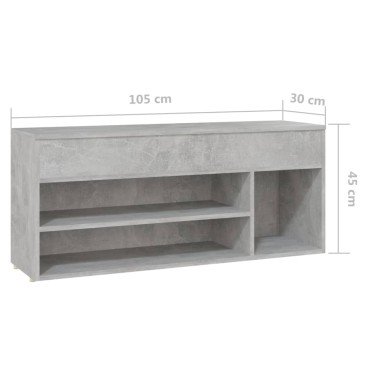 vidaXL Παπουτσοθήκη Γκρι Σκυρ. 105x30x45cm από Επεξ. Ξύλο