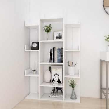 vidaXL Βιβλιοθήκη Λευκή 86x25,5x140cm από Επεξ. Ξύλο 1 τεμ.