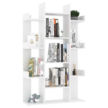 vidaXL Βιβλιοθήκη Λευκή 86x25,5x140cm από Επεξ. Ξύλο 1 τεμ.