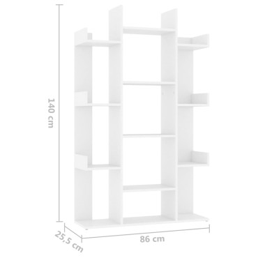 vidaXL Βιβλιοθήκη Λευκή 86x25,5x140cm από Επεξ. Ξύλο 1 τεμ.