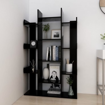vidaXL Βιβλιοθήκη Μαύρη 86x25,5x140cm από Επεξ. Ξύλο 1 τεμ.