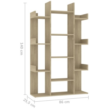 vidaXL Βιβλιοθήκη Sonoma Δρυς 86x25,5x140cm από Επεξ. Ξύλο 1 τεμ.