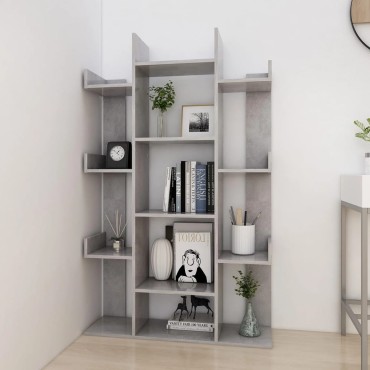 vidaXL Βιβλιοθήκη Γκρι Σκυροδέματος 86x25,5x140cm από Επεξ. Ξύλο 1 τεμ.