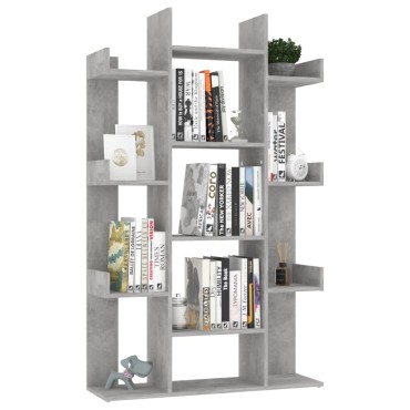vidaXL Βιβλιοθήκη Γκρι Σκυροδέματος 86x25,5x140cm από Επεξ. Ξύλο 1 τεμ.