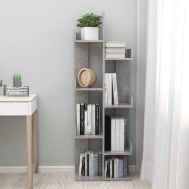 vidaXL Βιβλιοθήκη Γκρι Σκυροδέματος 48x25,5x140cm από Επεξ. Ξύλο 1 τεμ.