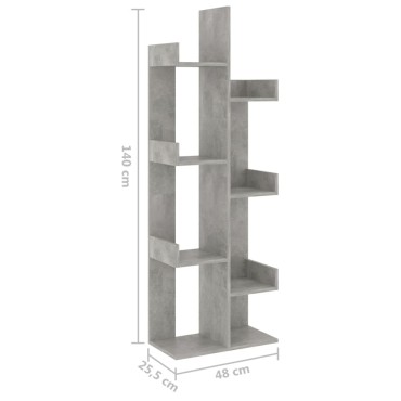 vidaXL Βιβλιοθήκη Γκρι Σκυροδέματος 48x25,5x140cm από Επεξ. Ξύλο 1 τεμ.