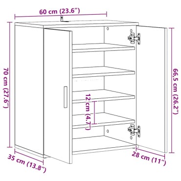 vidaXL Παπουτσοθήκη Μαύρη 60x35x70cm από Επεξ. Ξύλο