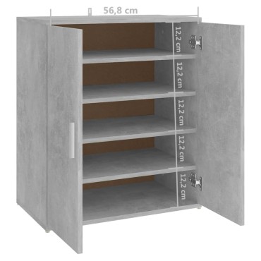 vidaXL Παπουτσοθήκη Γκρι Σκυροδέματος 60x35x70cm από Επεξ. Ξύλο