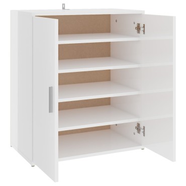 vidaXL Παπουτσοθήκη Γυαλιστερό Λευκό 60x35x70cm από Επεξ. Ξύλο