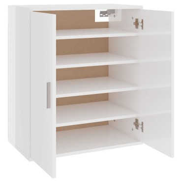 vidaXL Παπουτσοθήκη Γυαλιστερό Λευκό 60x35x70cm από Επεξ. Ξύλο