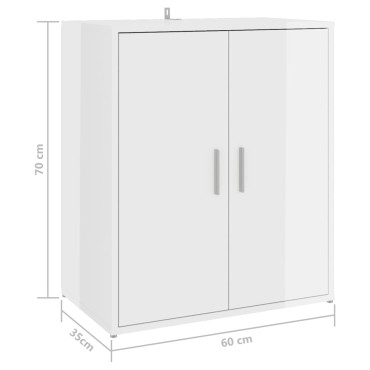 vidaXL Παπουτσοθήκη Γυαλιστερό Λευκό 60x35x70cm από Επεξ. Ξύλο