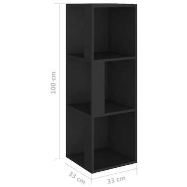 vidaXL Ντουλάπι Γωνία Μαύρο 33x33x100cm από Επεξ. Ξύλο 1 τεμ.