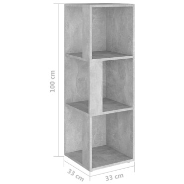 vidaXL Ντουλάπι Γωνιακό Γκρι Σκυροδέματος 33x33x100cm από Επεξ. Ξύλο 1 τεμ.